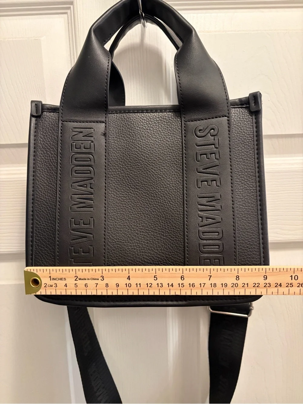 Steve Madden Black Logo Tote Crossbody Bag w/ Card Holder